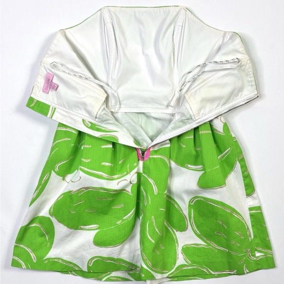Lilly Pulitzer Dress Women’s 4 Mini Green White Leaf Print Zip - Picture 9 of 11